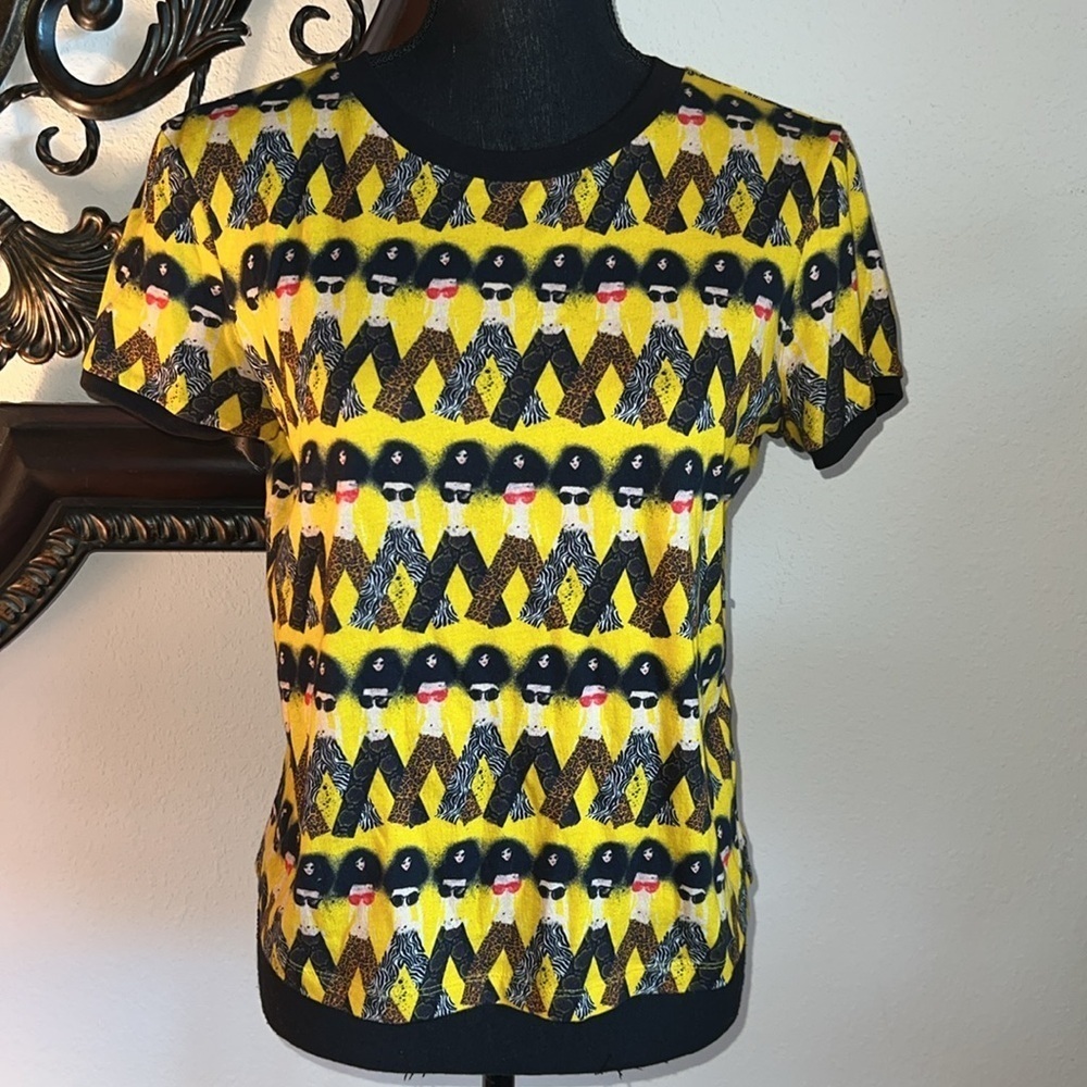 Alice + Olivia Women’s X Donald Robertson Willa Crazy Pants Yellow T Shirt M